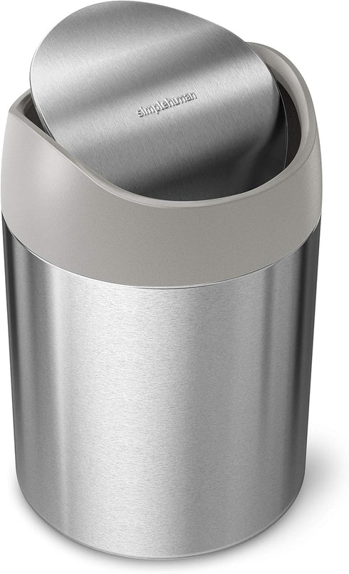 simplehuman, Brushed Stainless Steel 1.5 Liter / 0.4 Gallon Mini Countertop Trash Can...