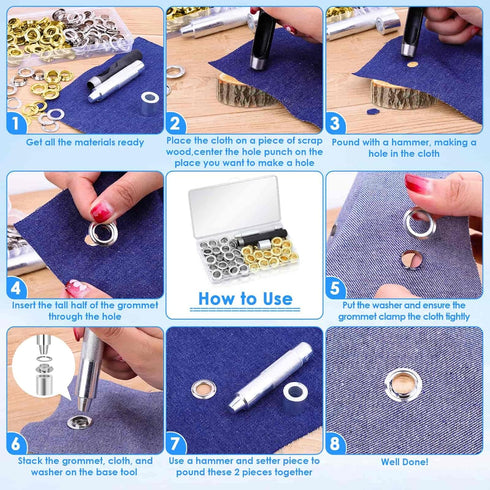 120 Sets Grommet Tool Kit 1/2 Inch, Cridoz Grommet Eyelets Kit with Setting Tools and Storage Box for Fabric, Tarps, Curtains...