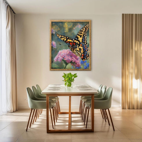 Posterizer 1 pcs- A butterfly sitting on a wild pink flower-Art for Animal Lovers-Floral Botanical Art-Gift for Men Women Entrepreneur Teens-Livin...