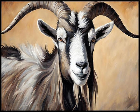 Posterizer 1 pcs- Black and white goat oil painting style-Art for Animal Lovers- Gift for Men Women Entrepreneur Teens-Decor for Home & Office- un...