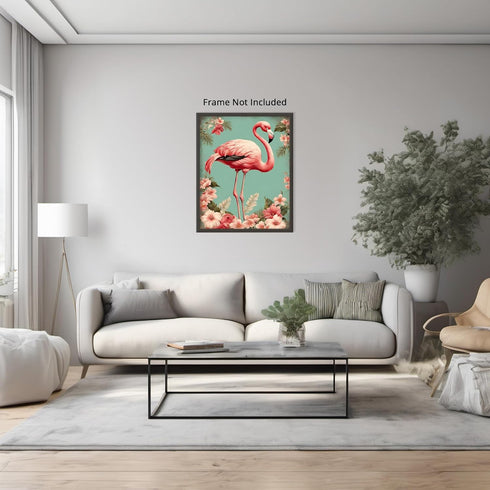 Posterizer 1 pcs-abstract retro design of flowers and flamingo 3-Art for Animal Lovers-GIft for Men Women Teens- Retro Art-Decor for Home & Office...