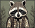 Posterizer 1 pcs- Sad raccoon with a green background-Art for Animal Lovers- Gift for Men Women Entrepreneur Teens-Living Room Bedroom Decor- unfr...