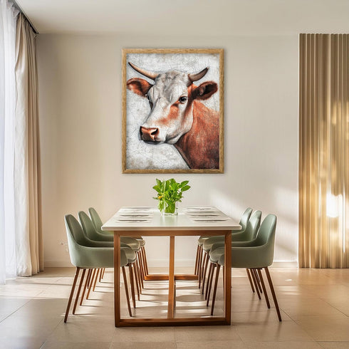 Posterizer 1 pcs-rusting painting style of a cute brown cow 2-Art for Animal Lovers Gift for Art Lovers Decorations for Bedroom, Office, Living Ro...