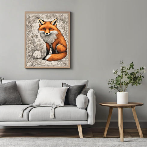 Posterizer 1 pcs- Beautiful red fox sitting on the ground-Art for Animal Lovers- Gift for Men Women Entrepreneur Teens-Decor for Home & Office- un...