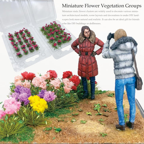 Woohome Flower Cluster Flower Vegetation Groups Grass Tufts Miniature Static Scenery for DIY Architecture Building Model Railway Train Diorama Gar...