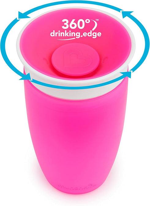 Munchkin® Miracle® 360 Spill Proof Sippy Cups, 24 and 10 Ounce, 2 Pack, Pink – Toddler and Adult Set...