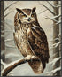 Posterizer 1 pcs-owl in nature-winter snowy scene in oil painting style-13-Art for Animal Lovers-Landscape & Nature Art-Decor for Home & Office- u...