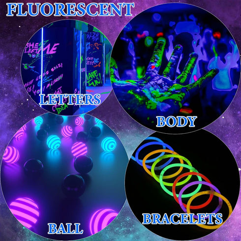 6 Pcs Glow in Dark Face Body Paint,Black Light Glow Makeup Set Neon Fluorescent,Glow Blacklight Body Face Paint Set Face Painting for Music Festiv...