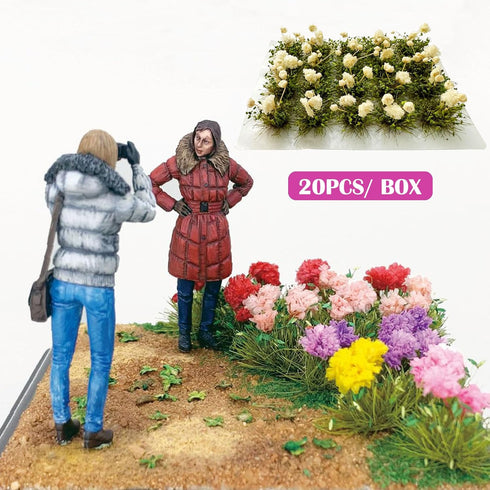 Woohome Flower Cluster Flower Vegetation Groups Grass Tufts Miniature Static Scenery for DIY Architecture Building Model Railway Train Diorama Gar...