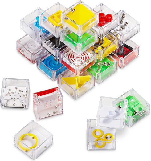Mini Cube Puzzle Box Set - Pack of 24 Balance IQ Party Favor Games for Kids, Teens and Adults, 1.5 Inch 3D Brain Teaser Maze Ball Toy Puzzles by B...