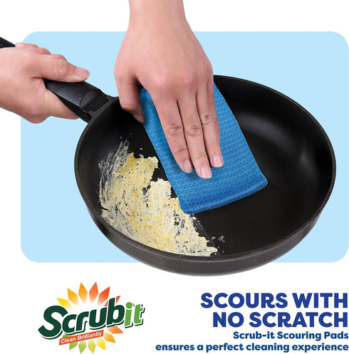SCRUBIT Multi-Purpose Dish Scrub Sponge, Non Scratch Scouring Pads, Cleaning Sponges for pots & dishes - Pot Scrubber Sponges for Kitchen & Bathro...