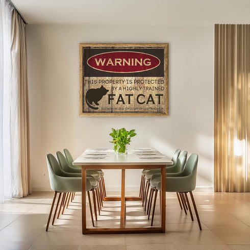 Posterizer 1 pcs-Fat Cat Warning Sign-Funny Poster For Cat Lovers-Art for Animal Lovers-Comedy Art-Gift For Animal Lovers-Living Room Bedroom Deco...