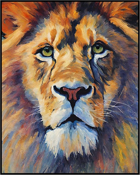 Posterizer 1 pcs- Oil painting style print of a lion-Art for Animal Lovers-Floral Botanical Art- Gift for Men Women Entrepreneur Teens-Living Room...
