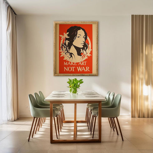 Posterizer 1 pcs-retro atyle art-make art not war-positive typography poster-Quotes and Poems-Retro Art-Gift for Men Women Entrepreneur Teens - un...