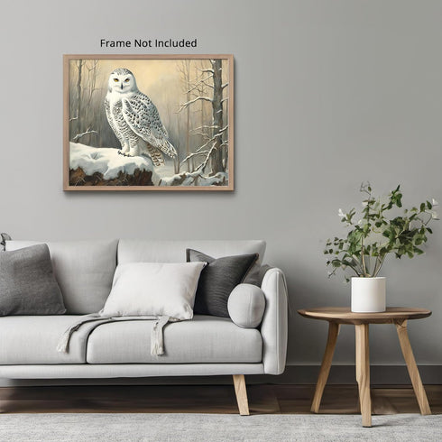 Posterizer 1 pcs-snowy winter scene of a white owl-oil painting style 3-Art for Animal Lovers-Landscape & Nature Art-Decor for Home & Office- unfr...