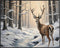 Posterizer 1 pcs-majestic deer in snowy winter scene-oil painting style-4-Art for Animal Lovers-Landscape & Nature Art-Decor for Home & Office- un...