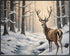 Posterizer 1 pcs-majestic deer in snowy winter scene-oil painting style-4-Art for Animal Lovers-Landscape & Nature Art-Decor for Home & Office- un...