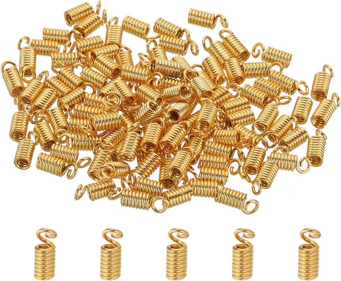 PATIKIL Cord End Caps, 100Pcs 3x7mm Metal Spring Coil End Tips Crimp Terminators Caps for Jewelry Making Bracelets Necklace DIY Crafting, Rose Gol...