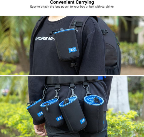 JJC Drawstring Neoprene Camera Lens Pouch Case, Protective Lens Bag for Mirrorless Lenses Up to 3.5 x 6.7 (D X H) for Canon EF 24-70mm f/2.8L Cano...