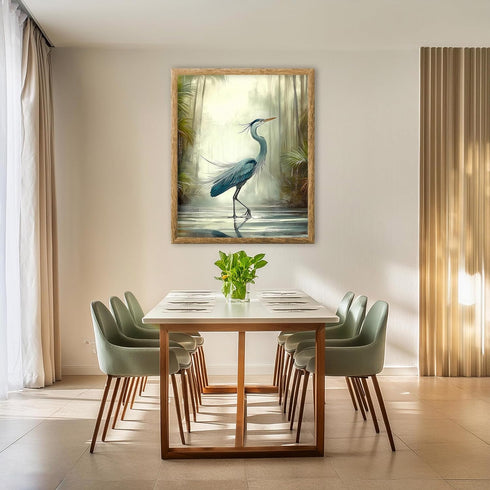 Posterizer 1 pcs-detailed depiction of a blue heron bird -3-Art for Animal Lovers Gift for Art Lovers Decorations for Bedroom, Office, Living Room...