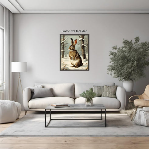 Posterizer 1 pcs-cute bunny in snowy winter scene -1-Art for Animal Lovers-Landscape & Nature Art-Decor for Home & Office- unframed wall art...