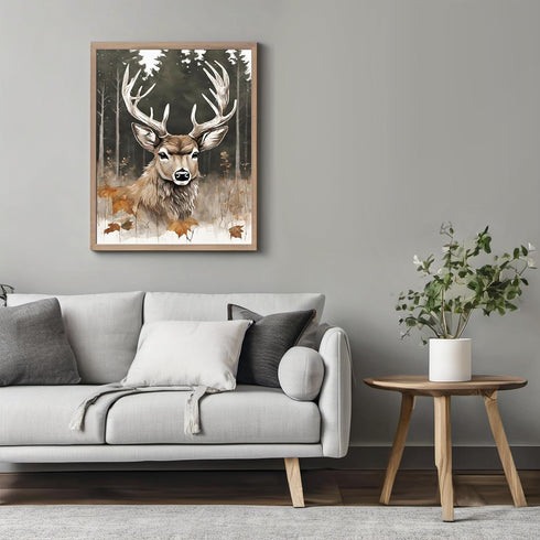 Posterizer 1 pcs- A deer in Autumn with the background of tall trees-Art for Animal Lovers-Landscape & Nature Art- Gift for Men Women Teens-Decor ...