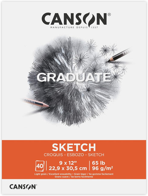 Canson Graduate Sketch Pad, Foldover, 9x12 inch, 40 Sheets | Artist Paper for Adults and Students - Drawing, Sketching and Art Journaling...