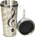 Spoontiques Insulated Travel Mug, 14oz - Double Wall Stainless & Acrylic Drink Cup with Twist Top Lid & Handle - Music...