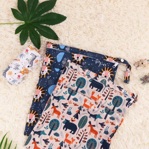 babygoal Wet Dry Bags for Baby Cloth Diapers, Washable Travel Bags, Beach, Pool, Gym Bag for Swimsuits & Wet Clothes with Two Zippered Pockets 3 P...