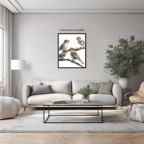 Posterizer 1 pcs-cute little birds on a branch serene scene poster -2-Art for Animal Lovers Gift for Men Women Teens Decor for Home & Office- unfr...
