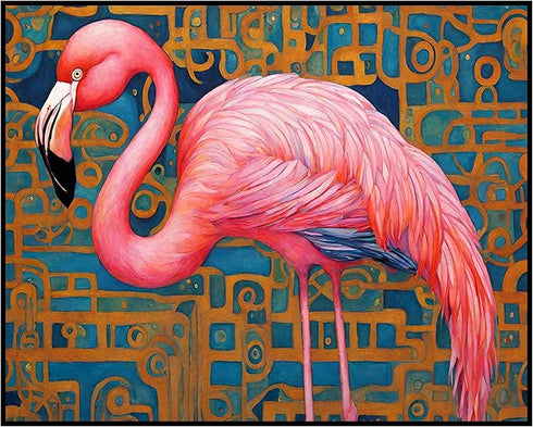Posterizer 1 pcs- pretty pink flamingo with mosaic background-Art for Animal Lovers- Living Room Bedroom Decor- unframed wall art...