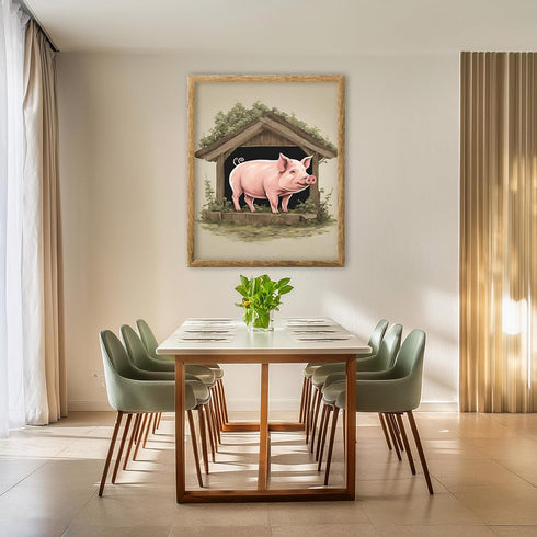 Posterizer 1 pcs- A pig on a small pigsty-Art for Animal Lovers- Gift for Men Women Entrepreneur Teens-Living Room Bedroom Decor- unframed wall ar...