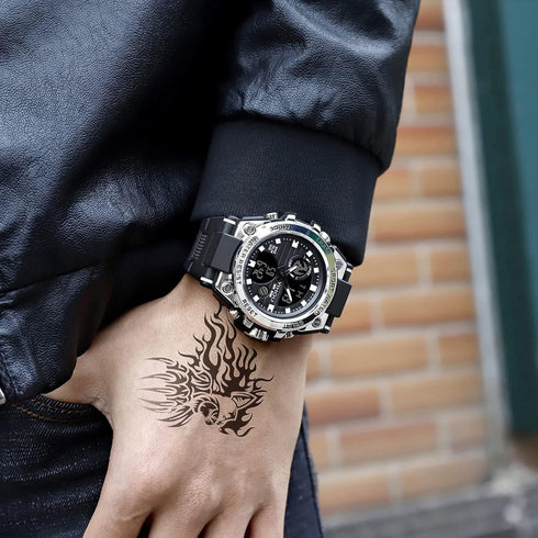 Yihou Men's Military Watch Outdoor Sports Electronic Watch Tactical Army Wristwatch LED Stopwatch Waterproof Digital Analog Watches...