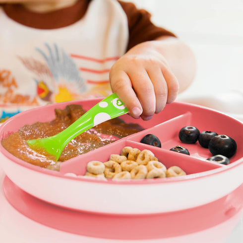Munchkin Stay Put Suction Plates for Baby and Toddler, 3 Divided Sections , Pink/Purple...