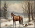 Posterizer 1 pcs-majestic horse in snowy winter scene-oil painting style-1-Art for Animal Lovers-Landscape & Nature Art-Decor for Home & Office- u...