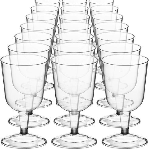 DecorRack 24 Wine Glasses, 6 Oz -BPA Free- Plastic Party Wine Cups, Perfect for Outdoor Parties, Weddings, Picnics, Stackable, Reusable, Disposabl...