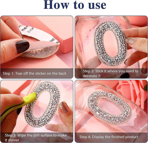 WILLBOND 37 Pieces Rhinestone Letter Stickers Large Glitter Alphabet Crystal Number Self Adhesive Bling Stickers Iron on Letters for Art Crafts Cl...