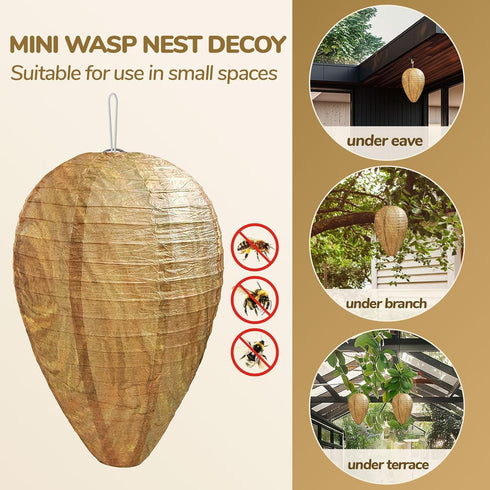 DECYOOL 6 Pack Mini Size Wasp Nest Decoy Hanging Fake Wasp Nest for Wasps Hornets Yellow Jackets...