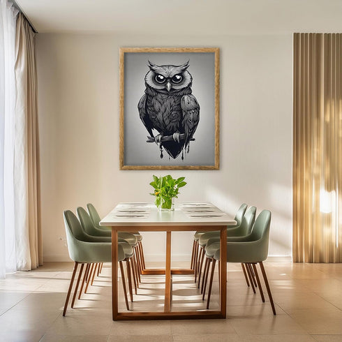 Posterizer 1 pcs- black and white gothic style owl print-Gothic Art-Art for Animal Lovers- Living Room Bedroom Decor- unframed wall art...