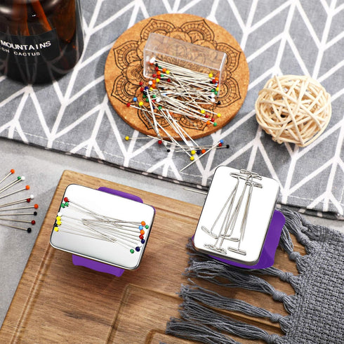 Magnetic Wrist Sewing Pincushion with 100 Pieces 1.5 Inch Ball Head Sewing Pins Set Wrist Magnetic Pin Holder Gift Supplies(Purple)...