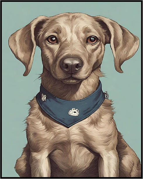 Posterizer 1 pcs- Beautiful brown dog with a bandana-Art for Animal Lovers- Gift for Men Women Entrepreneur Teens-Decor for Home & Office- unframe...