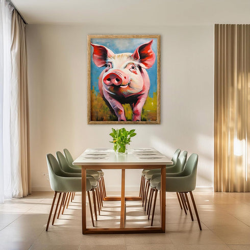 Posterizer 1 pcs- cute little pig having a stroll in nature-Art for Animal Lovers-Abstract & Modern Art- Decor for Home & Office- unframed wall ar...