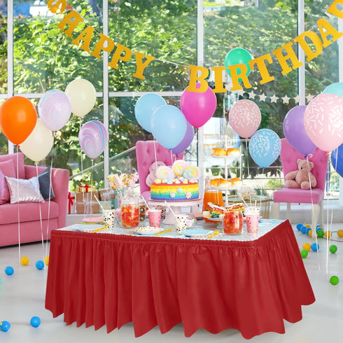 DecorRack 2 Pack Table Skirts, 29 in x 14 ft Each, Multi Pack -BPA Free- Plastic Tableskirt, Disposable, Reusable, Rectangular Tablecloth Skirt, R...