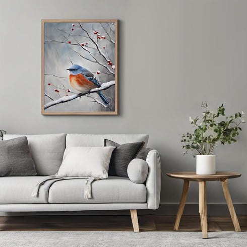 Posterizer 1 pcs-cute little bird in snowy winter scene -10-Art for Animal Lovers-Landscape & Nature Art-Decor for Home & Office- unframed wall ar...