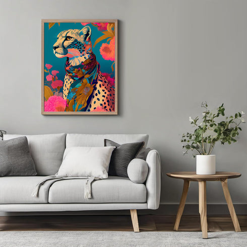 Posterizer 1 pcs-chinoiserie fashionable tiger with scarf-Art for Animal Lovers-Abstract & Modern Art-Living Room Bedroom Decor- UNFRAMED Wall Art...