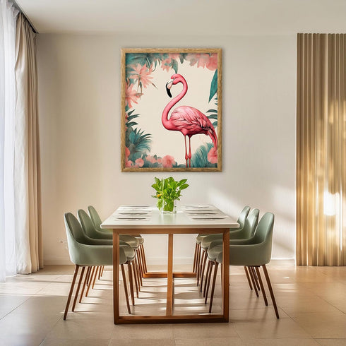 Posterizer 1 pcs-abstract retro design of flowers and flamingo 5-Art for Animal Lovers-GIft for Men Women Teens-Decor for Home & Office- unframed ...