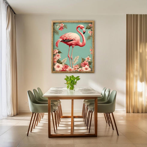 Posterizer 1 pcs-abstract retro design of flowers and flamingo 3-Art for Animal Lovers-GIft for Men Women Teens- Retro Art-Decor for Home & Office...