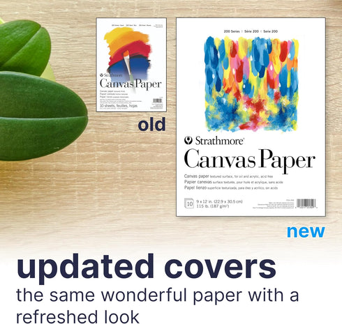 Strathmore 200 Series Canvas Paper, Tape Bound Pad, 9x12 inches, 10 Sheets (115lb/187g) - Artist Paper for Adults and Students - Oil Paint, Acryli...