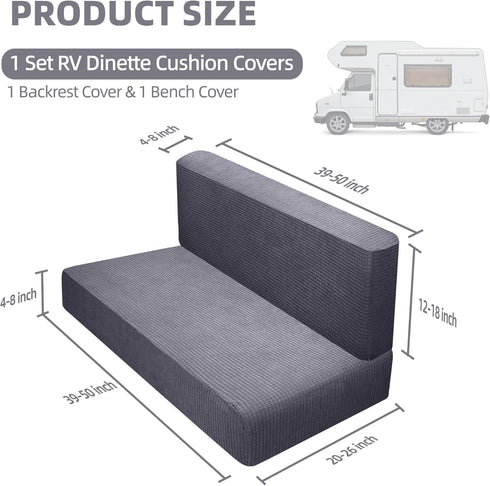 RV Dinette Cushions Covers,RV Elastic 2-Seater Sofa Chair Cover,Washable Replaceable Camping Cushion Sofa Home Protective Cover Suitable for RV Cu...