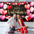 Sumind Happy Valentine‘s Day Banner 73''x43'' Heart Photography Backdrop Large Valentines Day Background Party Decorations Photo Booth Prop(Black ...